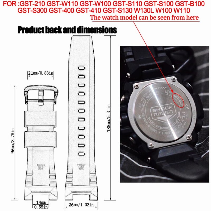 MCXGL Compatible with Gshock Resin strap Replacement for Casio GST-210 GST-W110 GST-W100 GST-S110 GST-S100 GST-B100 GST-S300 Watch band - Image 2